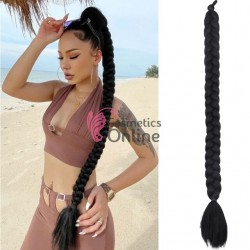 Coada de par afro impletita de 100 cm Premium 1 - Brunet (Negru) 100SF2